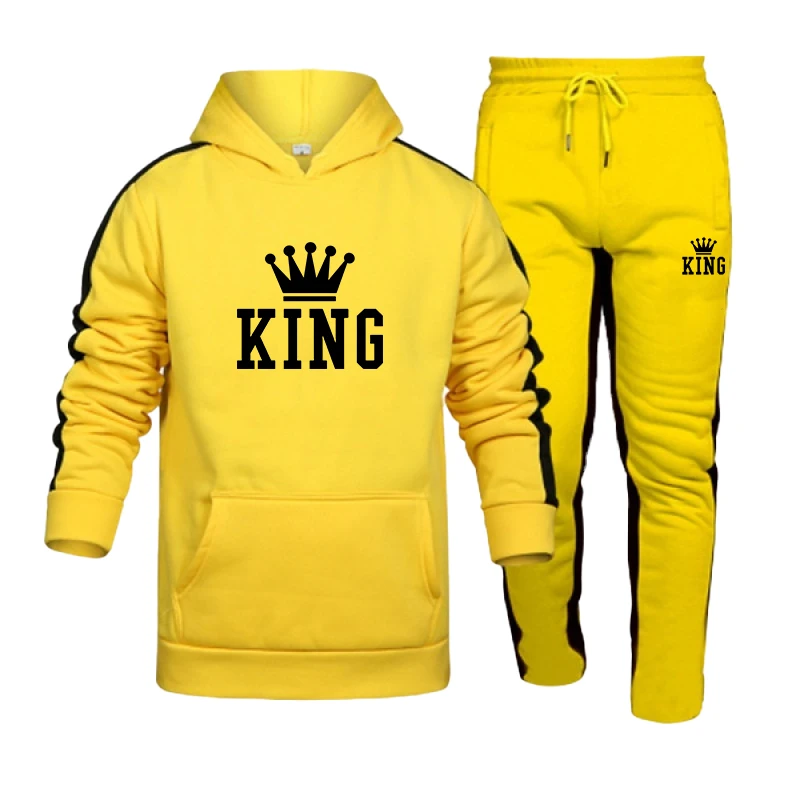 Men's striped hoodie+pants two-piece sports track and field suit men's hooded pullover set cool men's street sports set