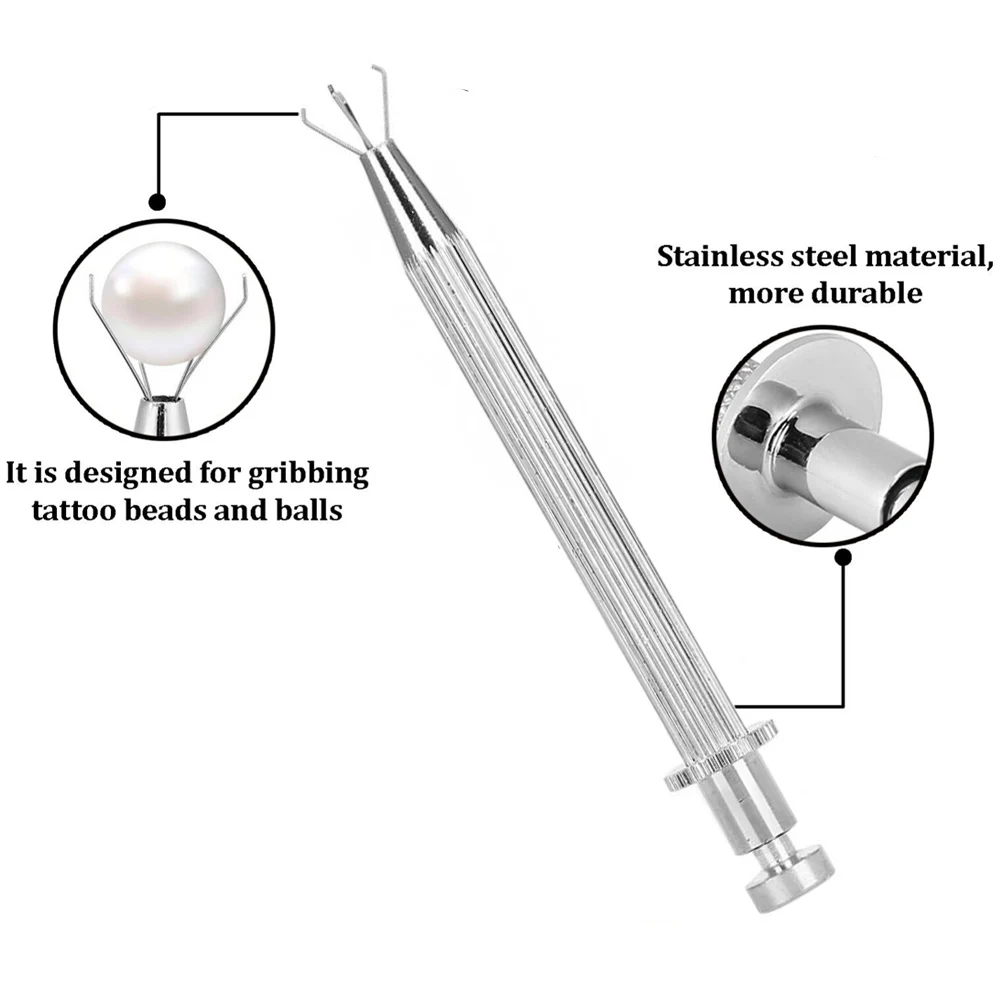 Strumento di raccolta del supporto per perline con supporto a 4 punte pinzette per gemme diamantate Piercing a sfera Piercing Piercing per tatuaggio del corpo ad alta precisione