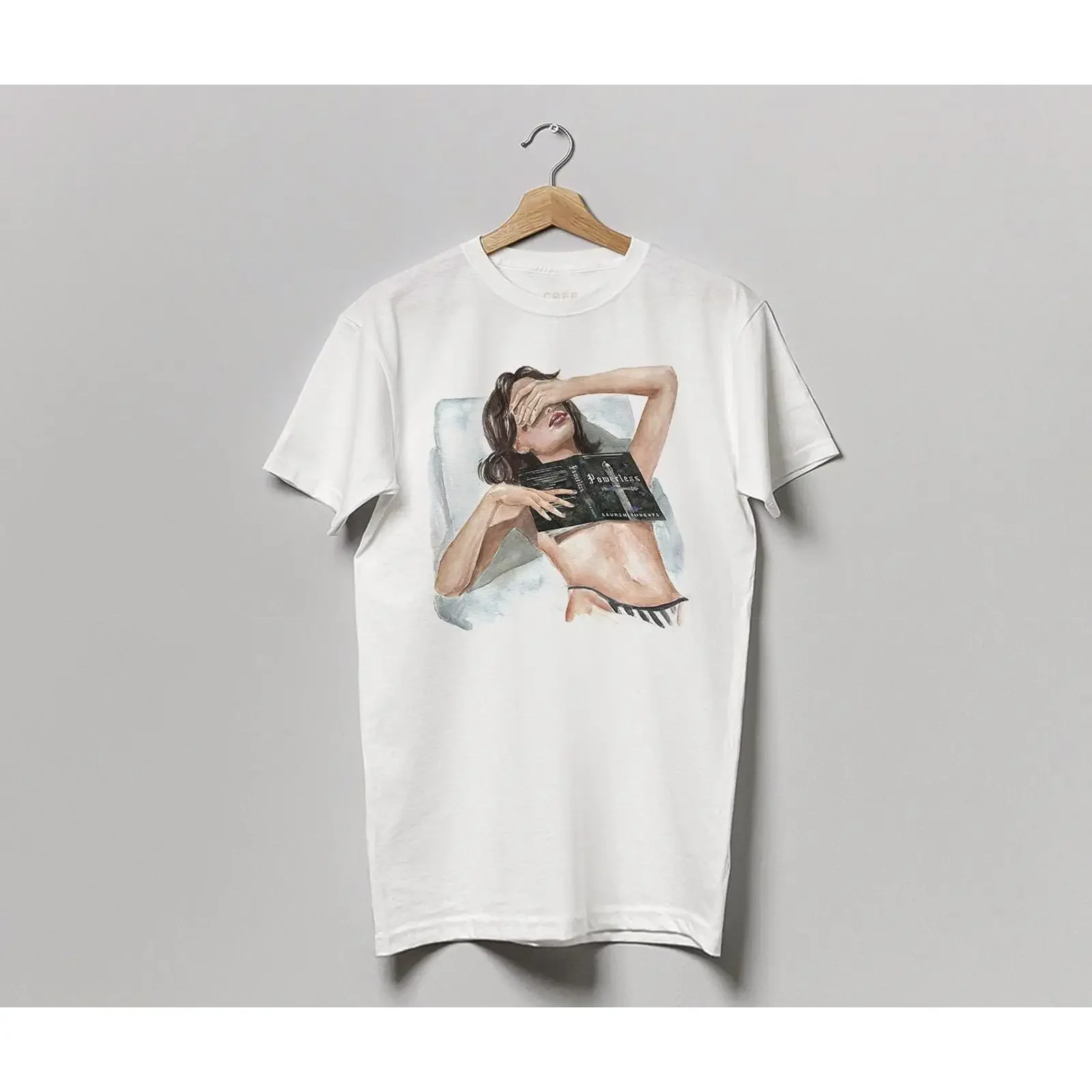 Powerless book t shirt Lauren Roberts 100 cotton tee hair color and skin options vintage Washed Casual Top For Everyday Wear