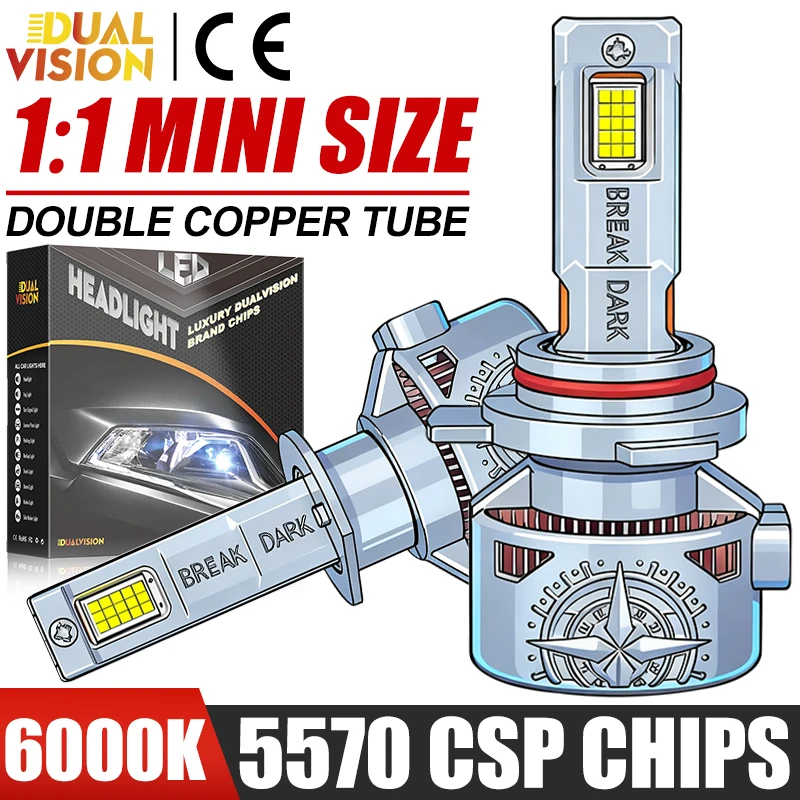

Dualvision H4 H7 Светодиодная лампа для автомобильных фар CANBUS H8 H9 H11 H1 9005 HB3 9006 HB4 9012 HIR2 Свет 5570 CSP CHIP Лампа дальнего света высокой мощности