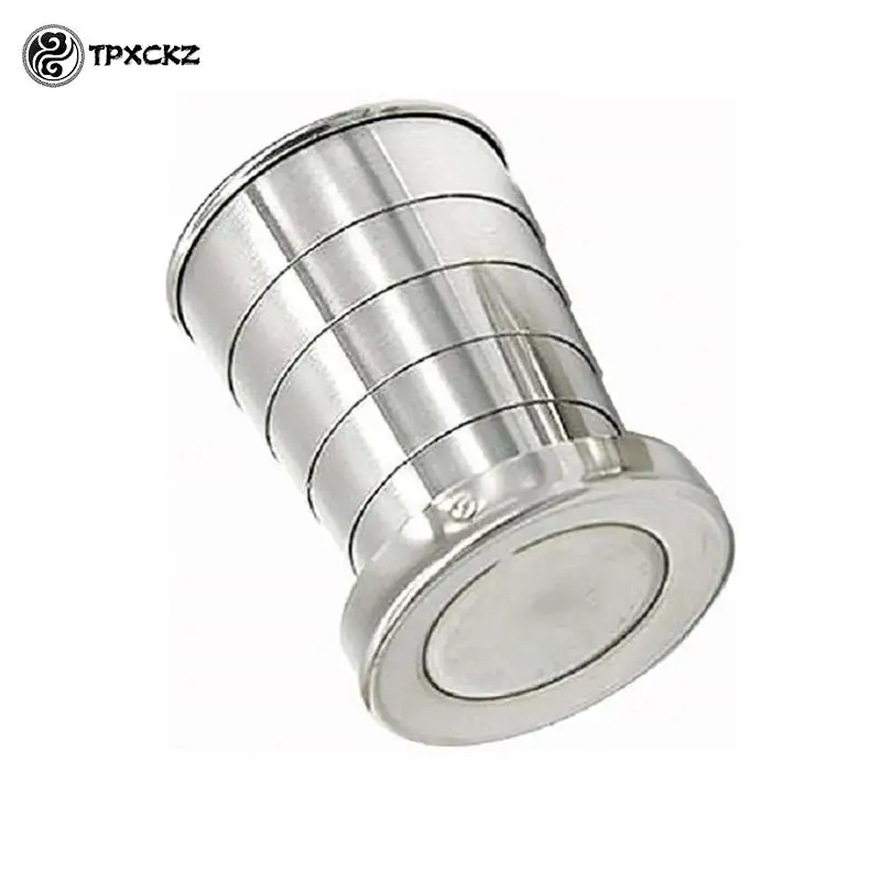 Stainless Steel Folding Cup With Keychain Portable Retractable Telescopic Cups