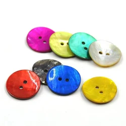 20pcs/lot Natural Shell Sewing Buttons Color Mother of Pearl Shell Round Buttons 2 Holes for Clothing DIY Garment Accessories