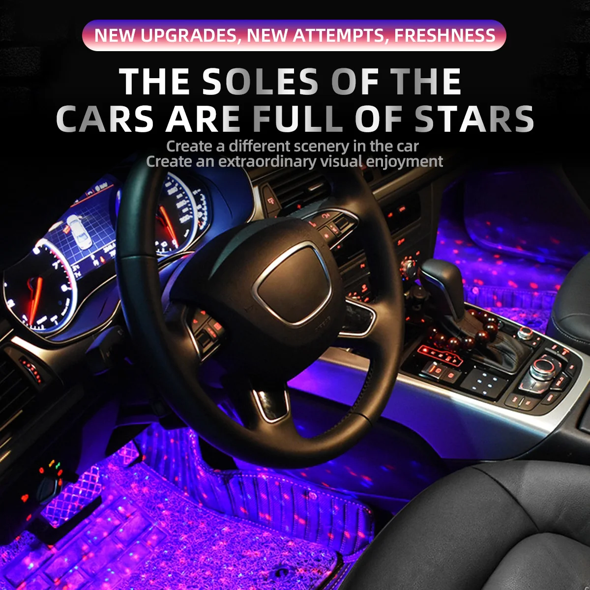 

2 IN 1 Car LED Interior Light RGB LED Ambient Strip Lights Neon Foot light Car Decoration USB With Remote Control Automotive 12V