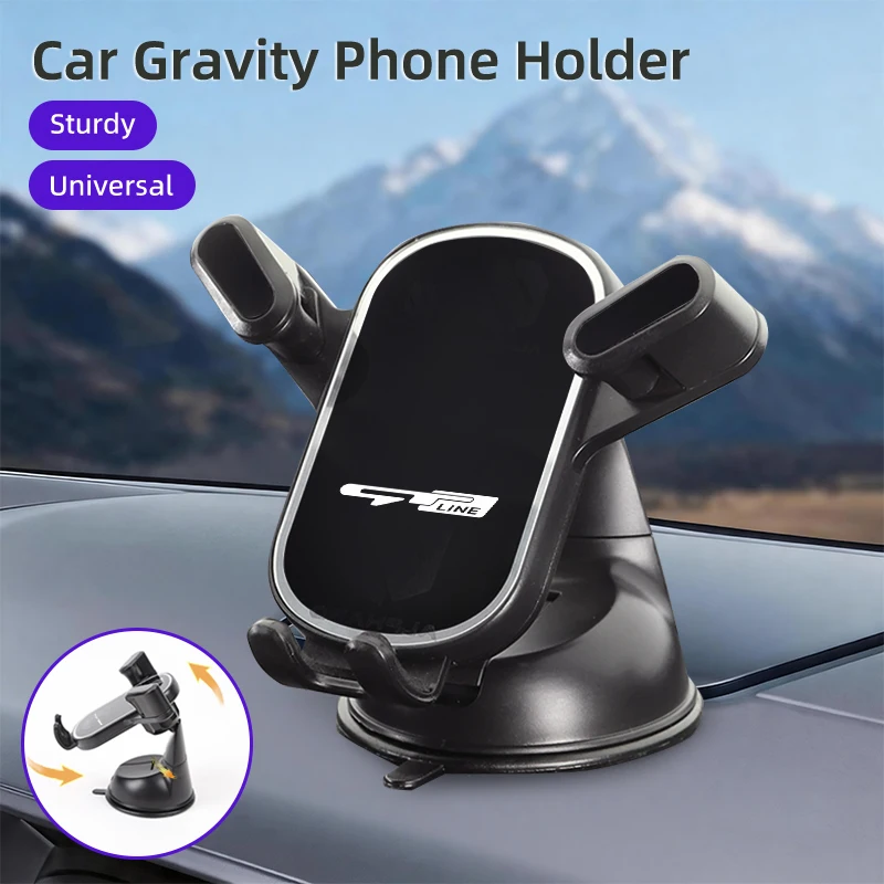Car Gravity Phone Holder Suction Cup Base Phone Stand With Hook Accessories For KIA GT Line Forte Seltos K5 Sportage Ceed Soul