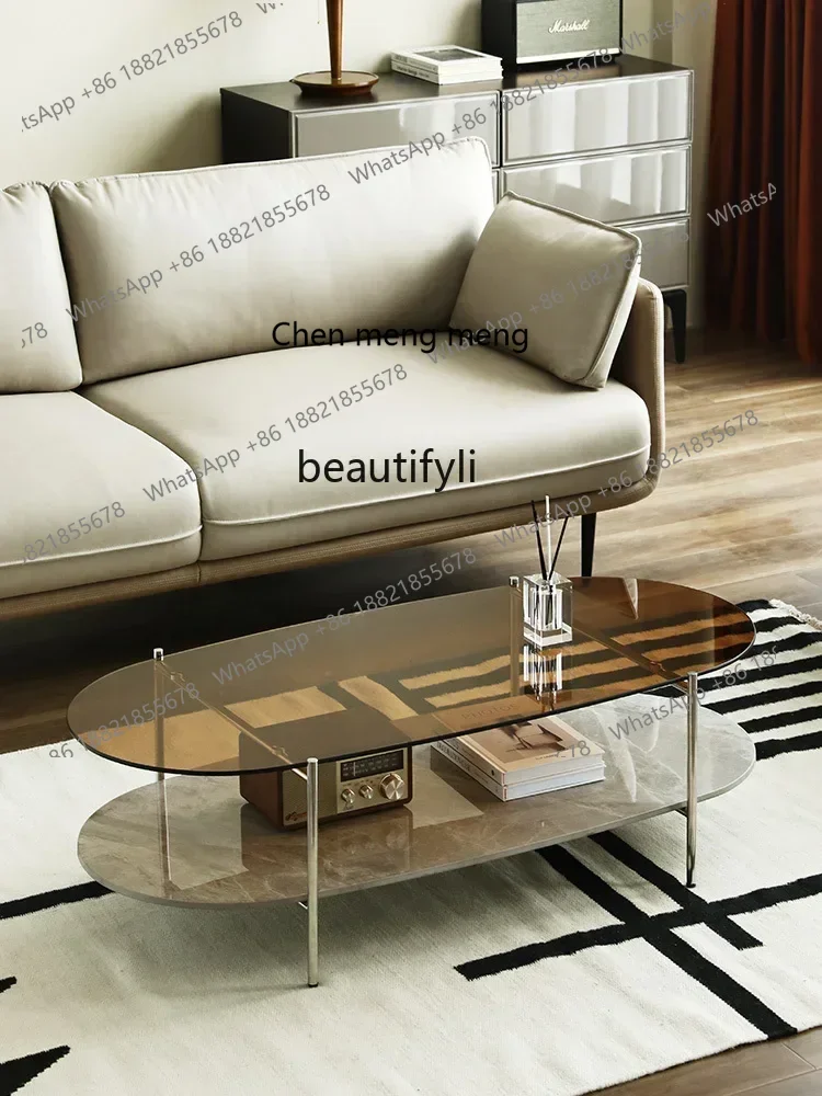 cc182R zq Light Luxury High-End Coffee Table Living Room Home Small Apartment Glass Coffee Table Modern Minimalist Tea Table Tea