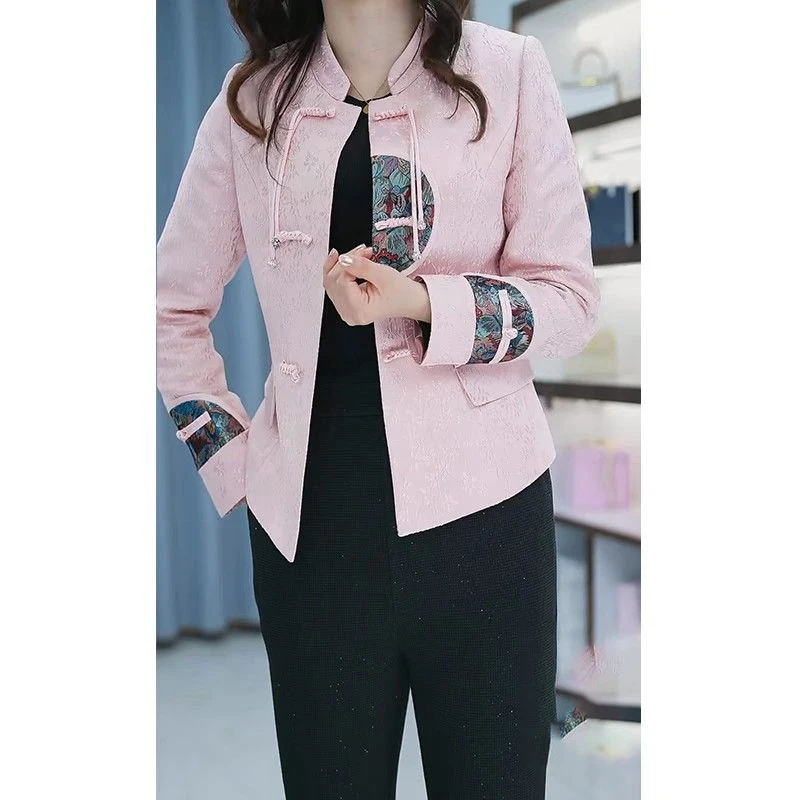 New Chinese Style Blazer Suit Office Jacket Women's New Vintage Top High-end Elegant Chic Suit Coat Lady Y2K Spring Autumn 2025