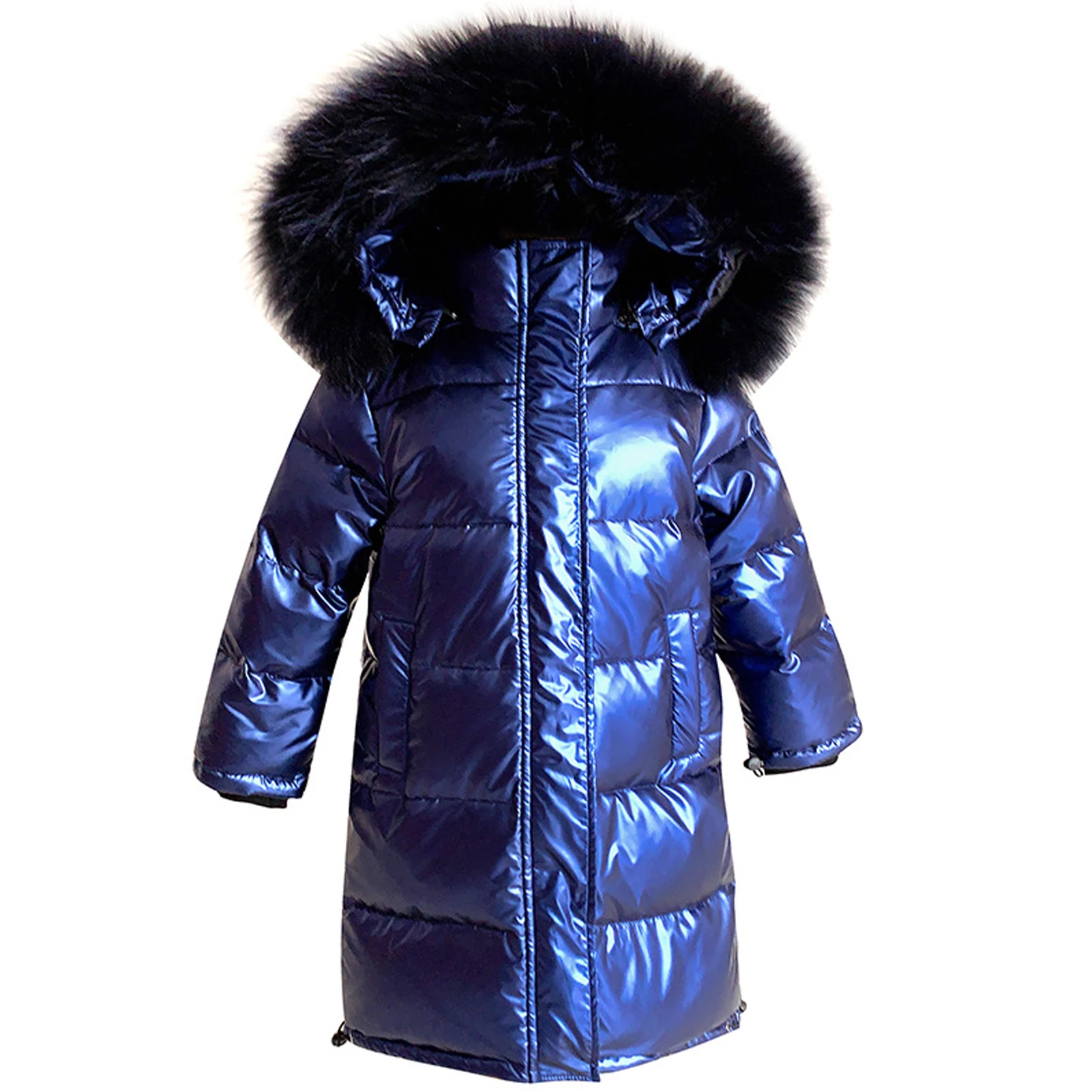 Children's Down Jacket with Fur Hood, Windproof Thick Warm Boys Winter Coat,Girls' Puffer Outerwear,Lightweight Teenagers Parka