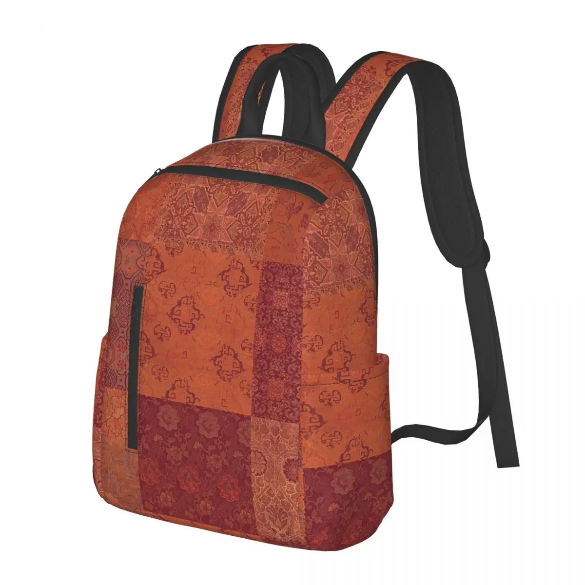 Vintage Bohemian Quilt In Burnt Orange Backpack Daypack Large Capacity Kids BookBag School Bag Shoulder Bags for Men Women - view 3
