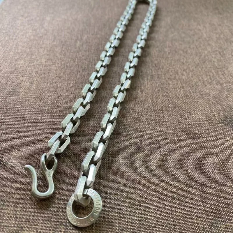 Unisex Weiße Kupfer Matt Quadratische Gliederkette Retro S-Haken Choker Punk Streetwear Schmuck für Männer und Frauen – Detail 5