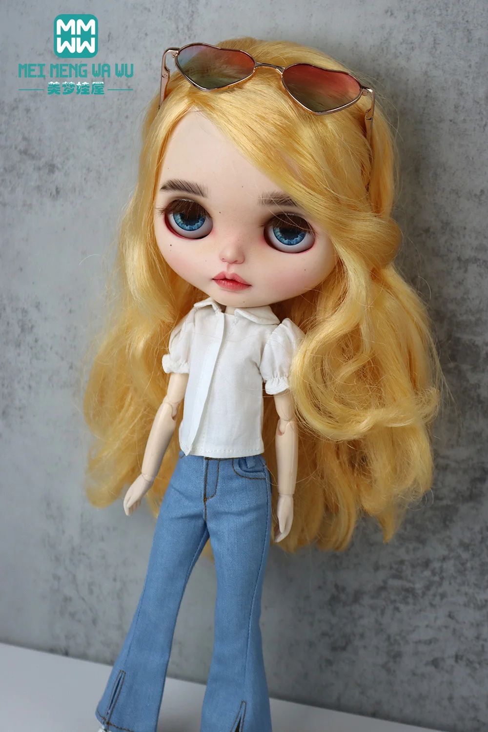 

Doll Accessories Clothes for Blyth Azone OB22 OB24 Fashion Flared Pants Slit Jeans Gifts for Girls