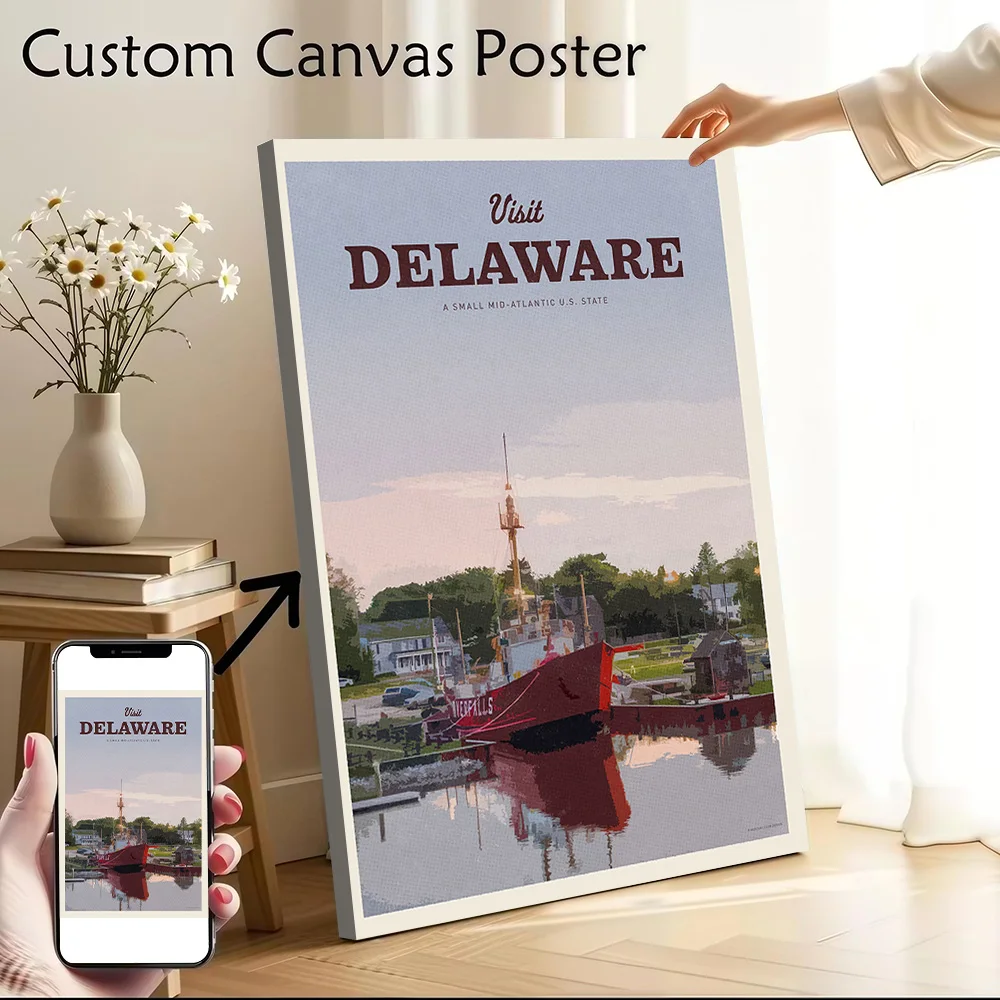 Visit Delaware Canvas Wall Art Poster Custom Photo Print Modern Painting for Fans Decor Living Room Decoration Bedroom Wand Deko