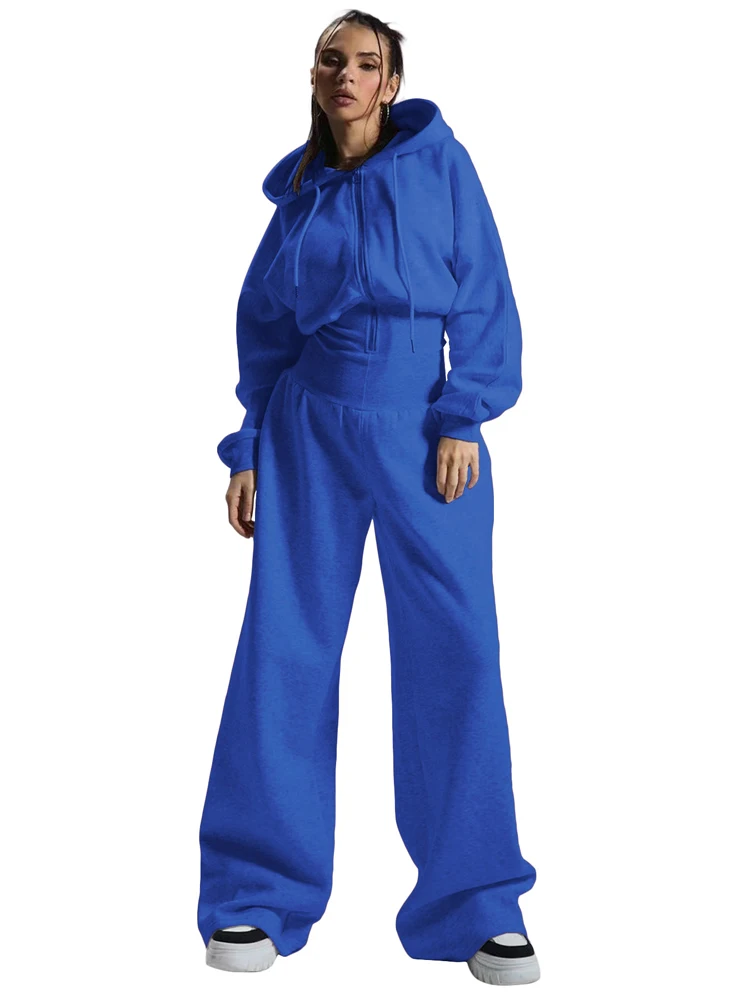 JENYAGE Damen Trendiger, weicher, dehnbarer, mit Fleece gefütterter, einfarbiger, langärmliger, kurzer Overall mit weitem Bein und Kapuze, Kordelzug, lässige Loungewear – Detail 13