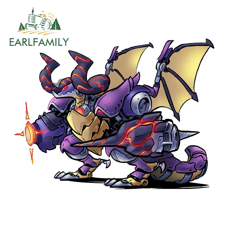 EARLFAMILY 13cm x 9.8cm Mechanical Armor Dragon Car Sticker Funny Robot Design Decals Baby Gifts JDM Stickers Car Accessories