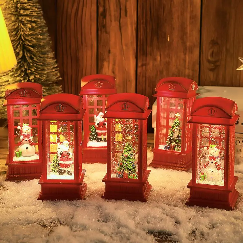 

New Christmas Gifts Souvenir Christmas Party Gifts Santa Claus Water Filling Phone Booth Ornament Night Lights For Children Kids