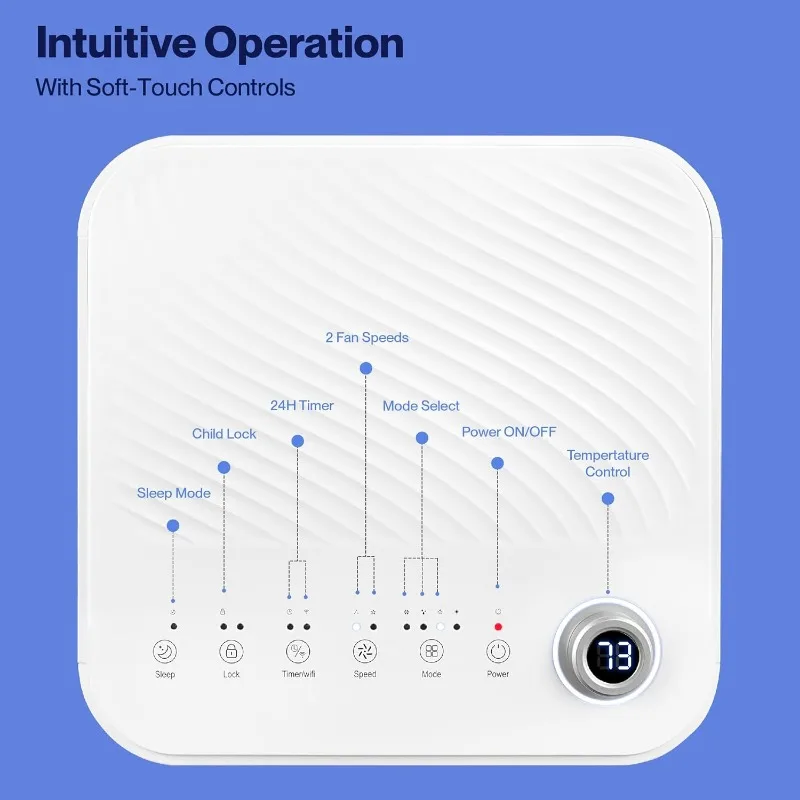 DELLA Smart WiFi memungkinkan 8000 BTU pendingin udara portabel mendinginkan hingga 350 Sq. Ft. Bekerja dengan Alexa, pagar Geo pendingin,