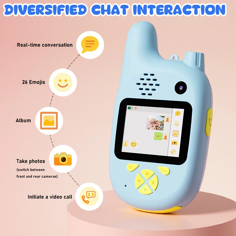 Kids Video Walkie Talkie Speelgoed met HD DUAL Camera Oplaadbare Smart Walkie-Talkie voor kerstcadeaus voor kinderen