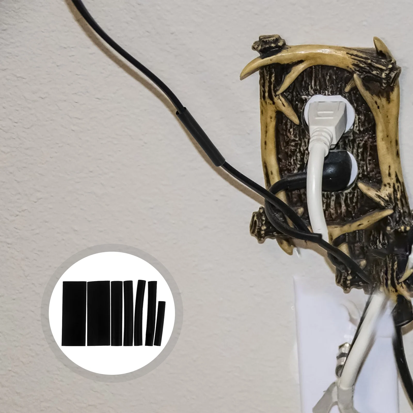 

145Pcs Heat Shrink Tubing Kit Black Electrical Wire Insulation Repair Cable Protection Wraps for Household Electronics