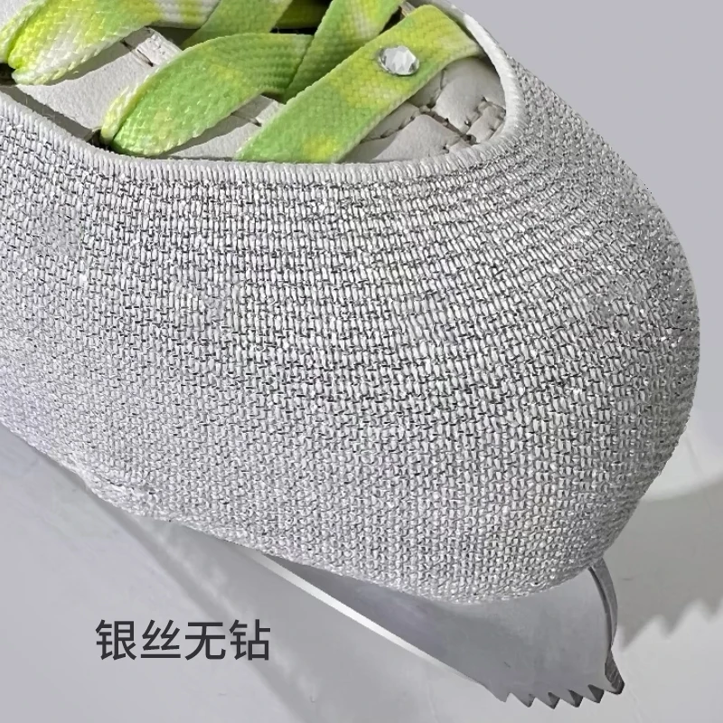 Figure Skating Skate Protective Cover with Buckle, Scratch Resistant, Gold and Silver Silk Skate, Abrasion Resistant