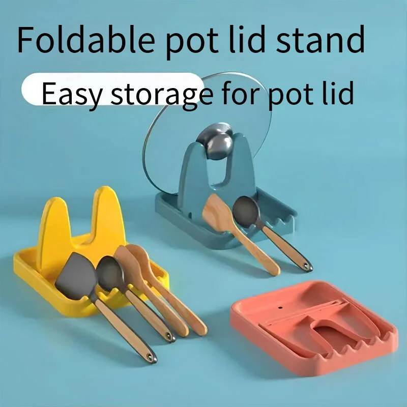 Foldable Pot Lid Rack Plastic Kitchen Spoon Holder Fork Spatula Rack For Kitchen Organizer Pan Cover Shelf Tableware Storage