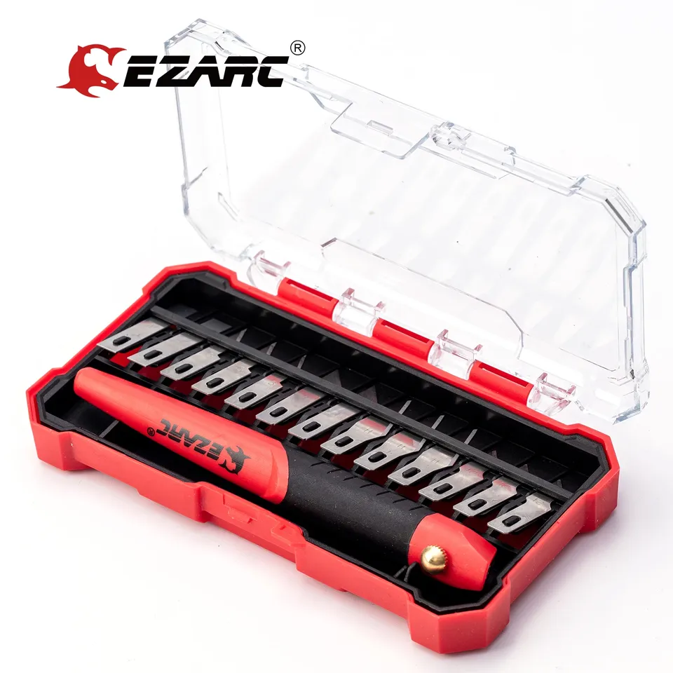  EZARC Precision Utility Knife Kits with 13 PCS Refill SK5 Blades for Carving, Art Modeling, Scrapbooking, Sculpture, Trimming 
