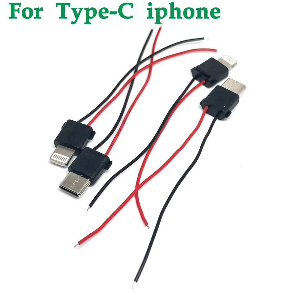 

100pcs 2Pin For iphone Type-C Solder type IOS USB male plug with chip board connector DIY Charging line plug cable adapter parts