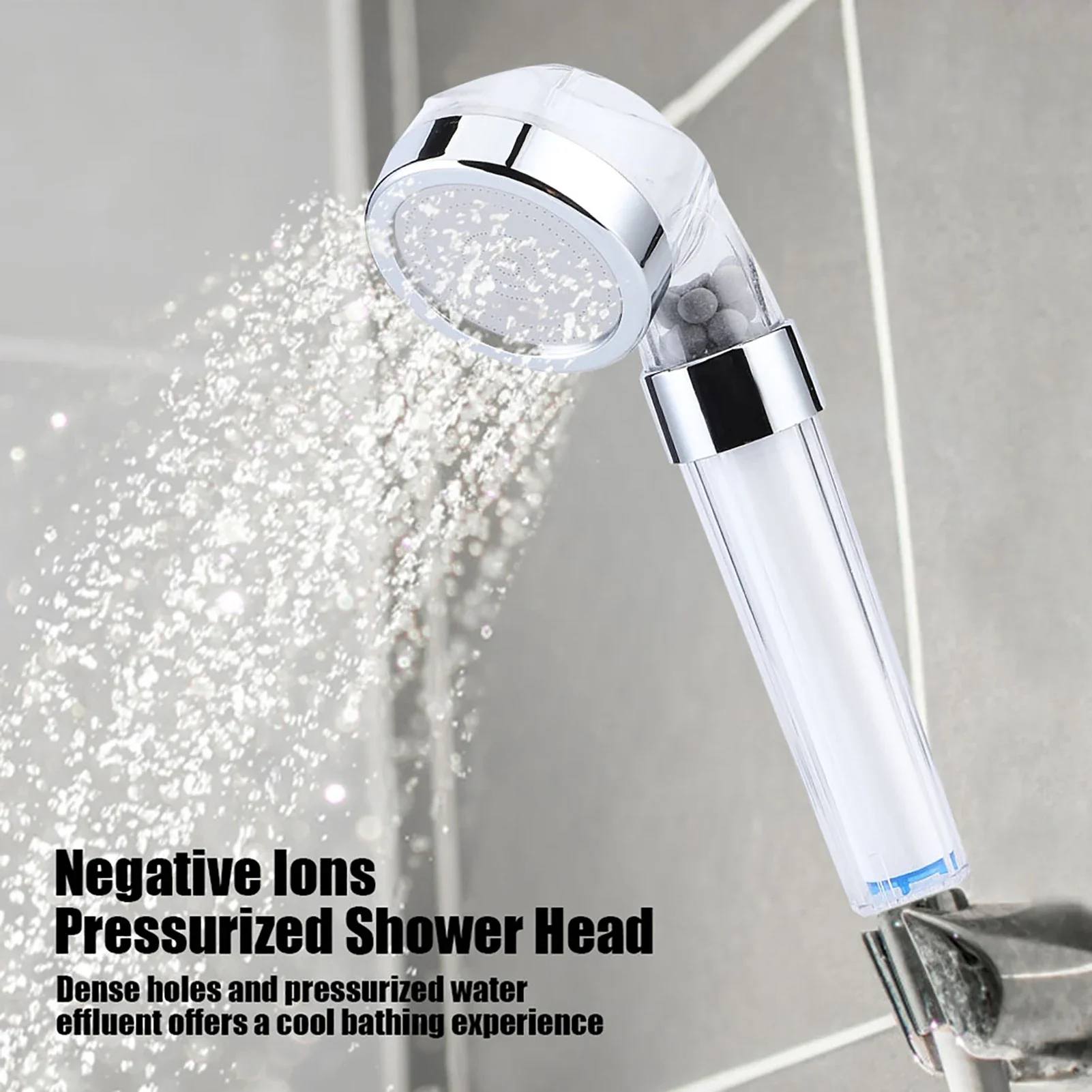 Handheld Shower Head with Filter Negative Ions Pressurized Shower Head Bathroom Showering Bathing Sprinkler Rain Shower Head