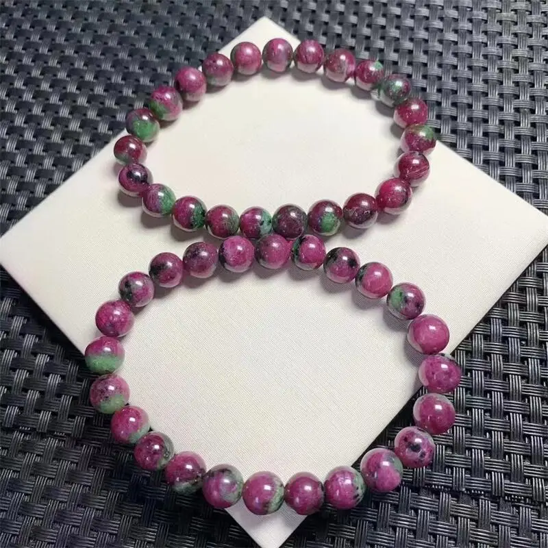 Natural Ruby In Zoisite Bracelet Fashion Crystal Gemstone Woman Amulet Jewelry Healing Healing Gift 8MM