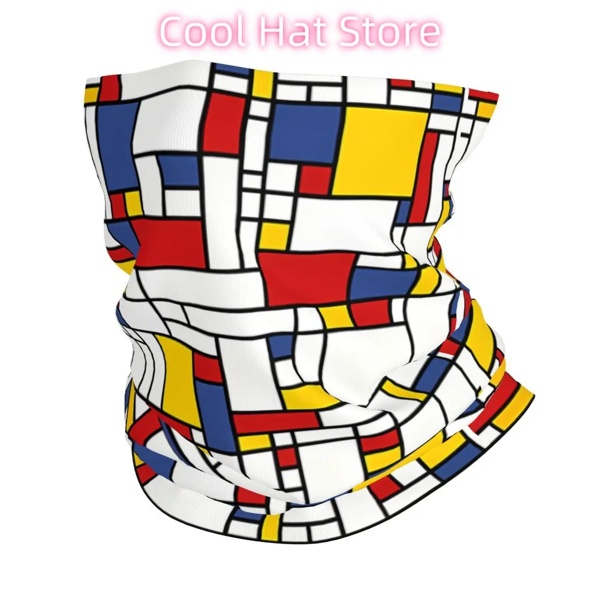 Piet Mondrian Abstract Pop Art 1960S Rojo Azul Amarillo Rectángulos Bufanda Pañuelo Cuello Mascarilla Poliéster