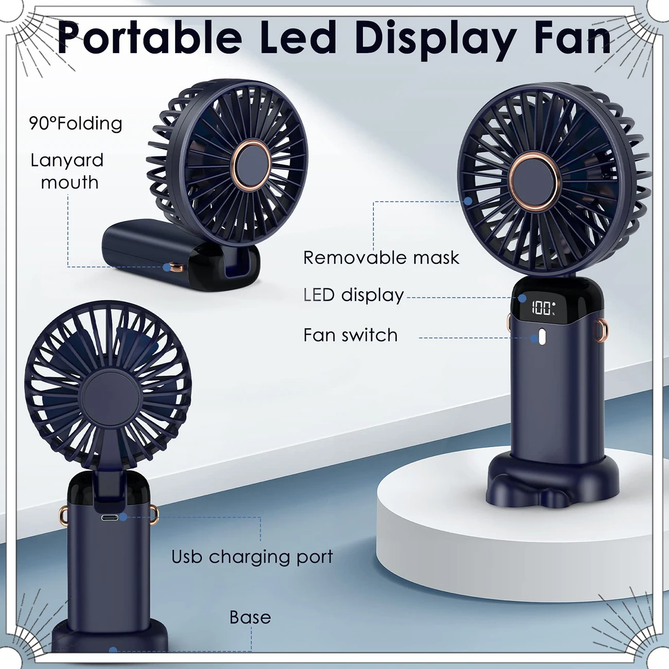 

Portable Rechargeable Neck Fan Air Electric Fan Conditioner Mini Cooler for Home Hand USB Conditioning Blades