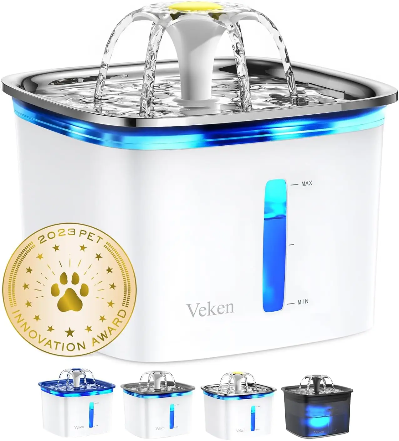 

95oz/2.8L Cat Water Fountain with Stainless Steel Lid, Automatic Pet Fountain Dog Water Dispenser with Replacement Filters