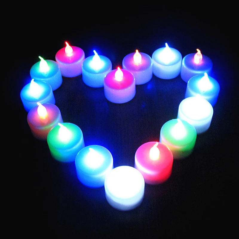 Multicolor Flameless Flickering Bulbo, Flickering Tea Light, Simulação Vela, Luz LED, 6 pcs