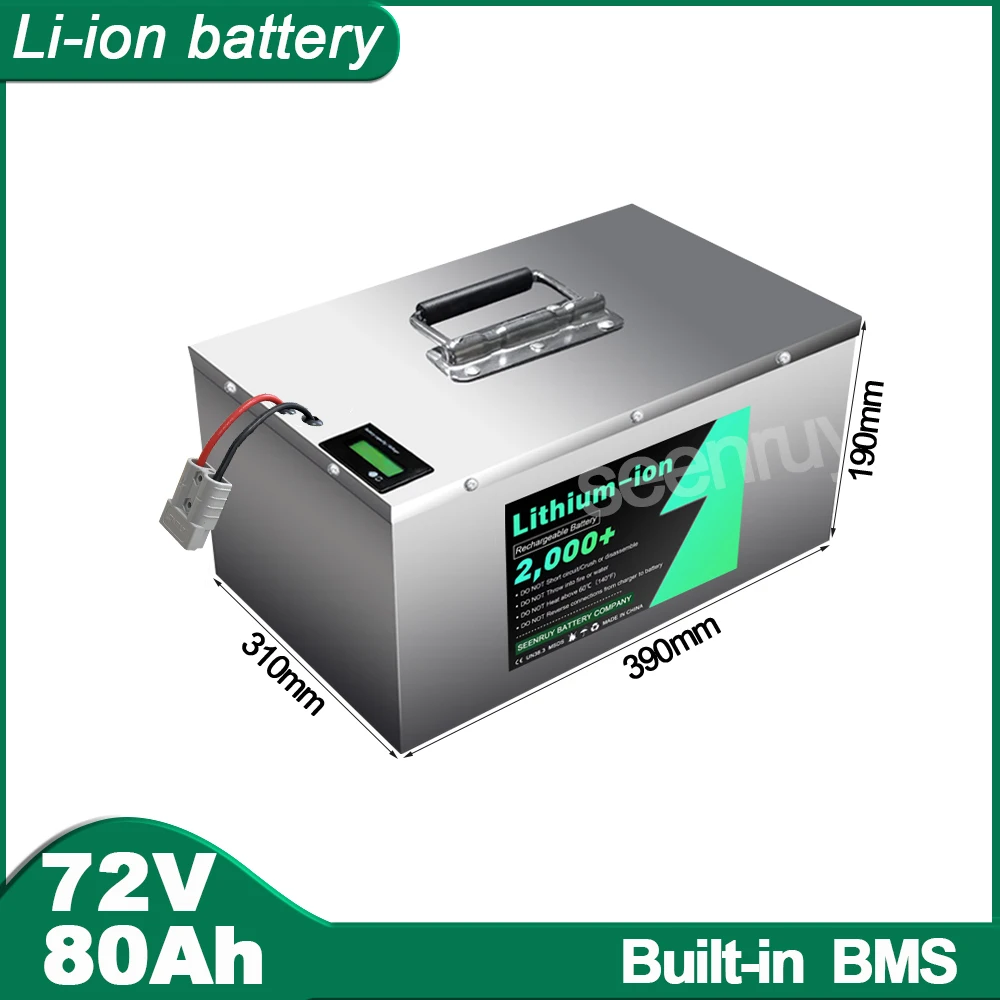 72V 80AH Li-ion With  100A 120A 150A BMS Lithium Polymer Battery Pefect For 8000W 10KW Motorcycle Quadricycle 4 Wheels Ebike