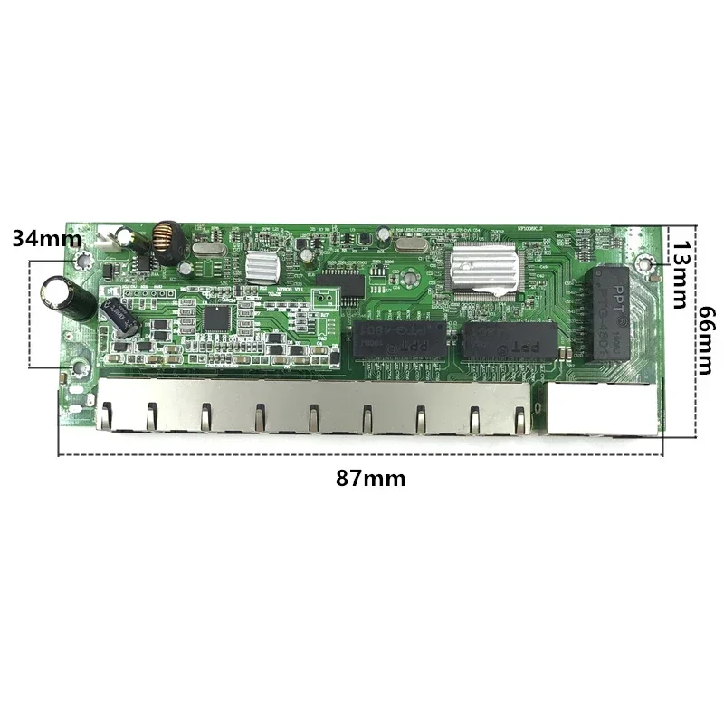 ANDDEAR-BO7 48 V 8-portowy gigabitowy niezarządzalny przełącznik PoE 8*10/100/1000 mb/s port POE; 2*10/100/1000 mb/s port UP Link; port NVR