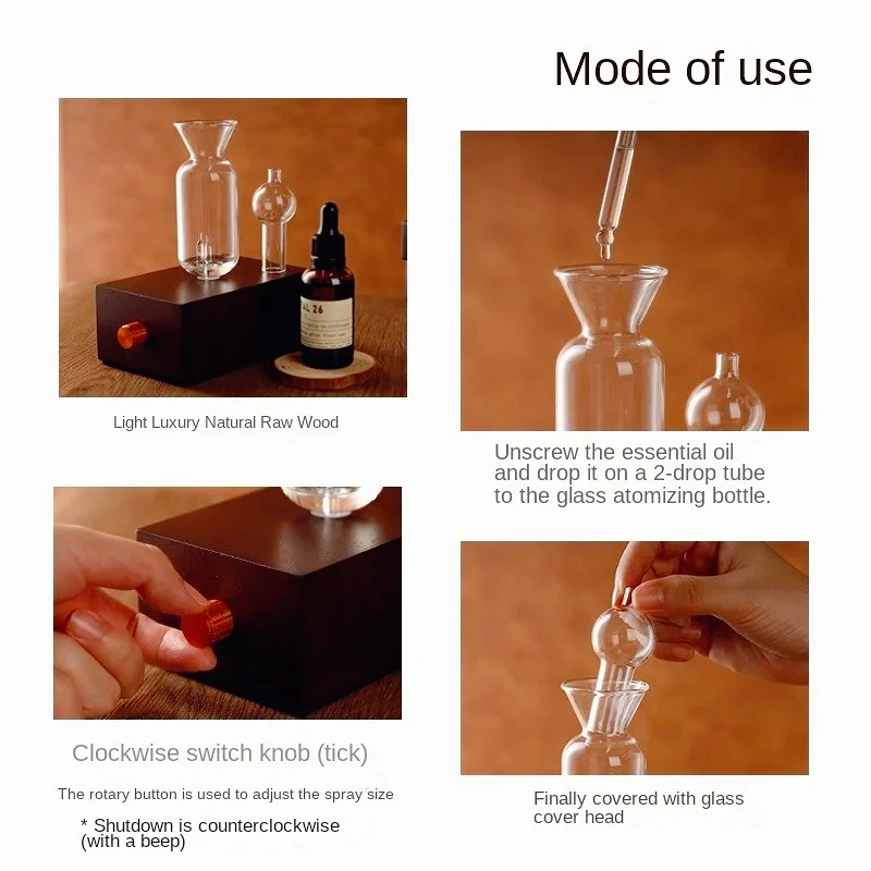 Mini Portable Waterless Essential Oil Diffuser Aromatherapy Atomizer Rechargeable Aromatherapy Diffuser Electric Wood Glass - view 4
