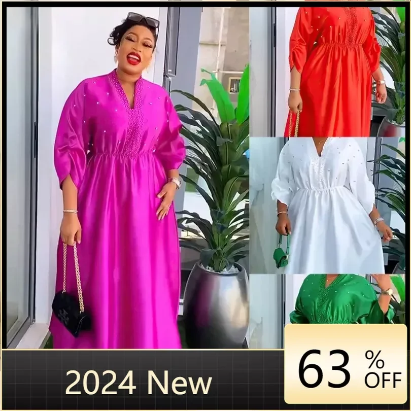 2024 Luxury African Long Dress for Women Elegant Lady Wedding Evening Party Dresses Plus Size Spring Africa High Waist Clothes