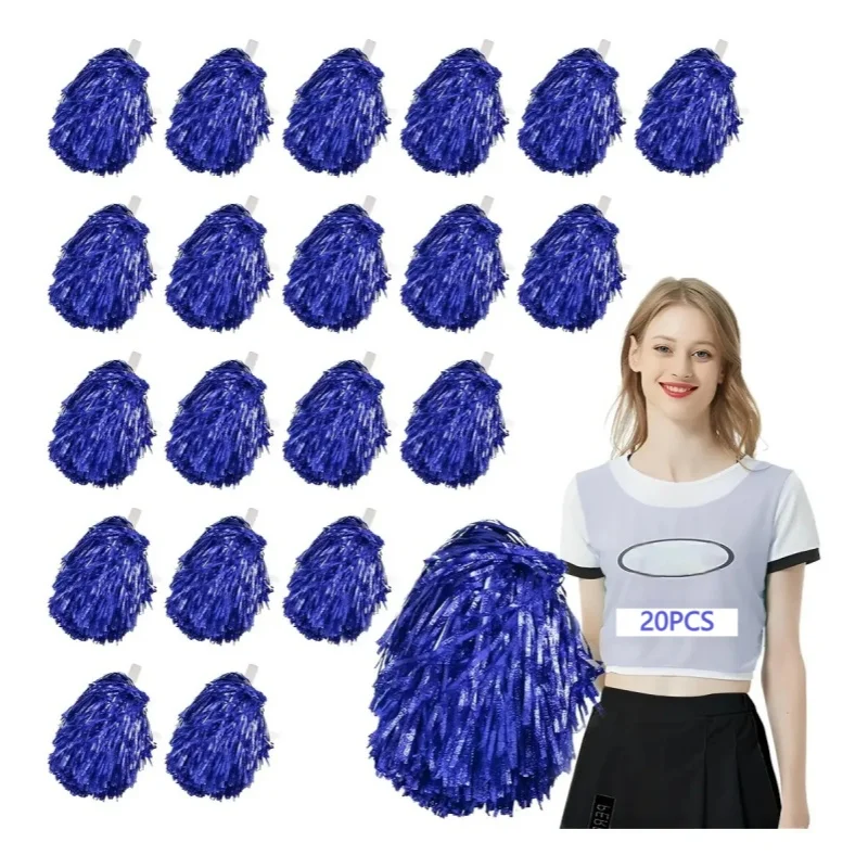 20PCS Cheerleading Pom Poms,Metallic Cheerleading Pompoms With Handle for Football Sports Games,Cheerleading,Dancing Party