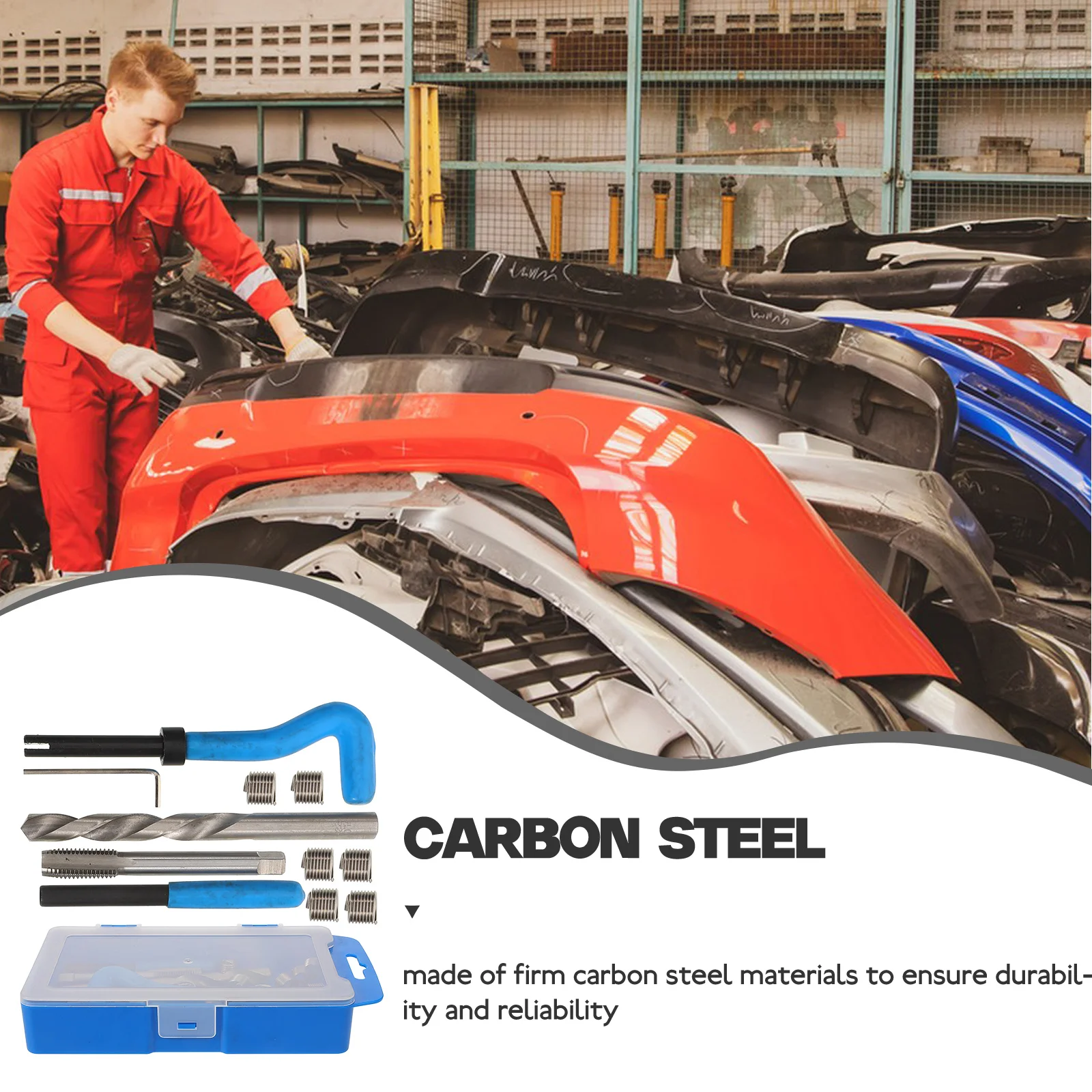 

Набор для ремонта резьбы M10x1,5, комплект резьбовых вставок из углеродистой стали, монтажный винт, комплект резьбовых вставок, автомобильная фиксация