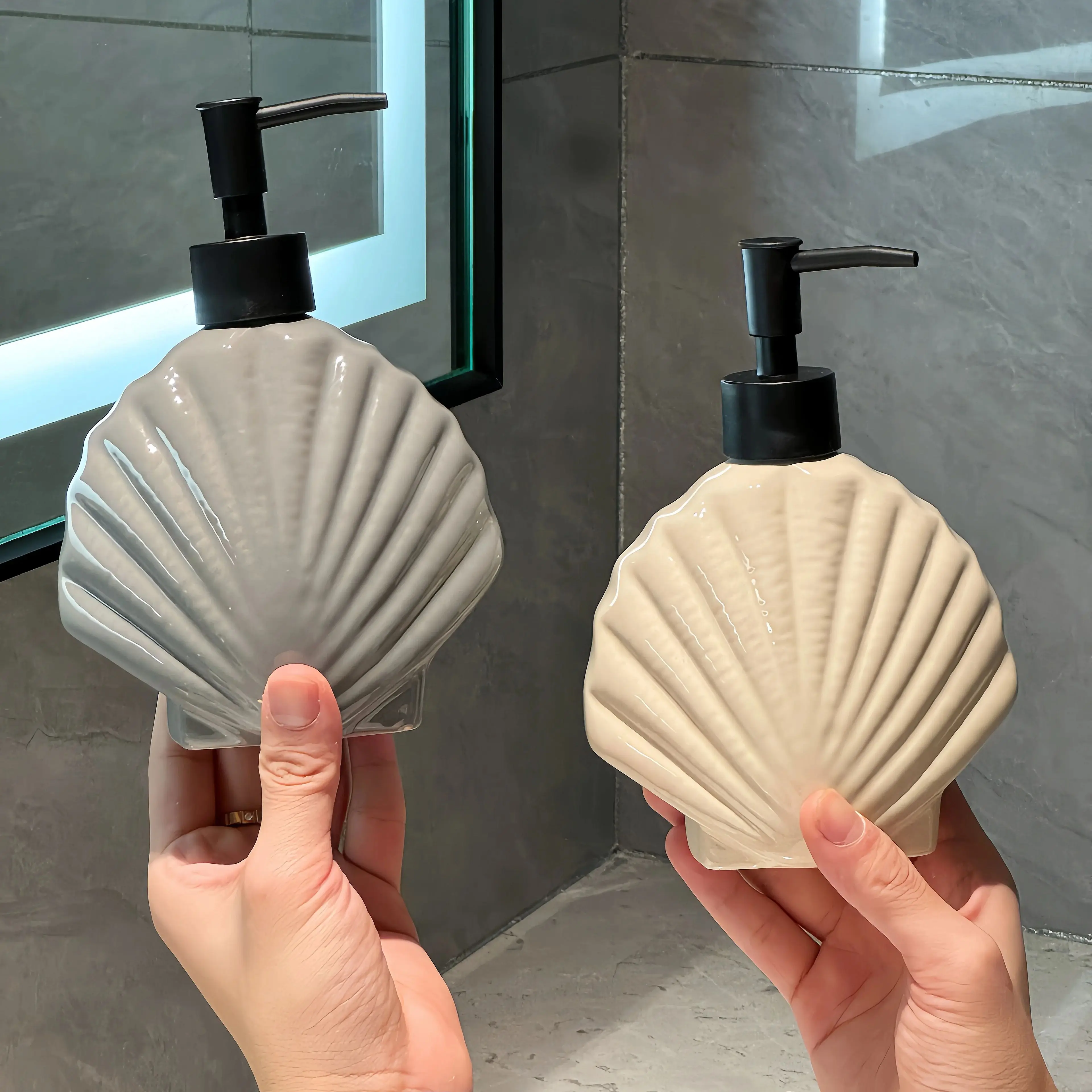 Simple shell hand sanitizer bottle, high-grade lotion bottle, bathroom shower gel shampoo, press type split bottle, high face va