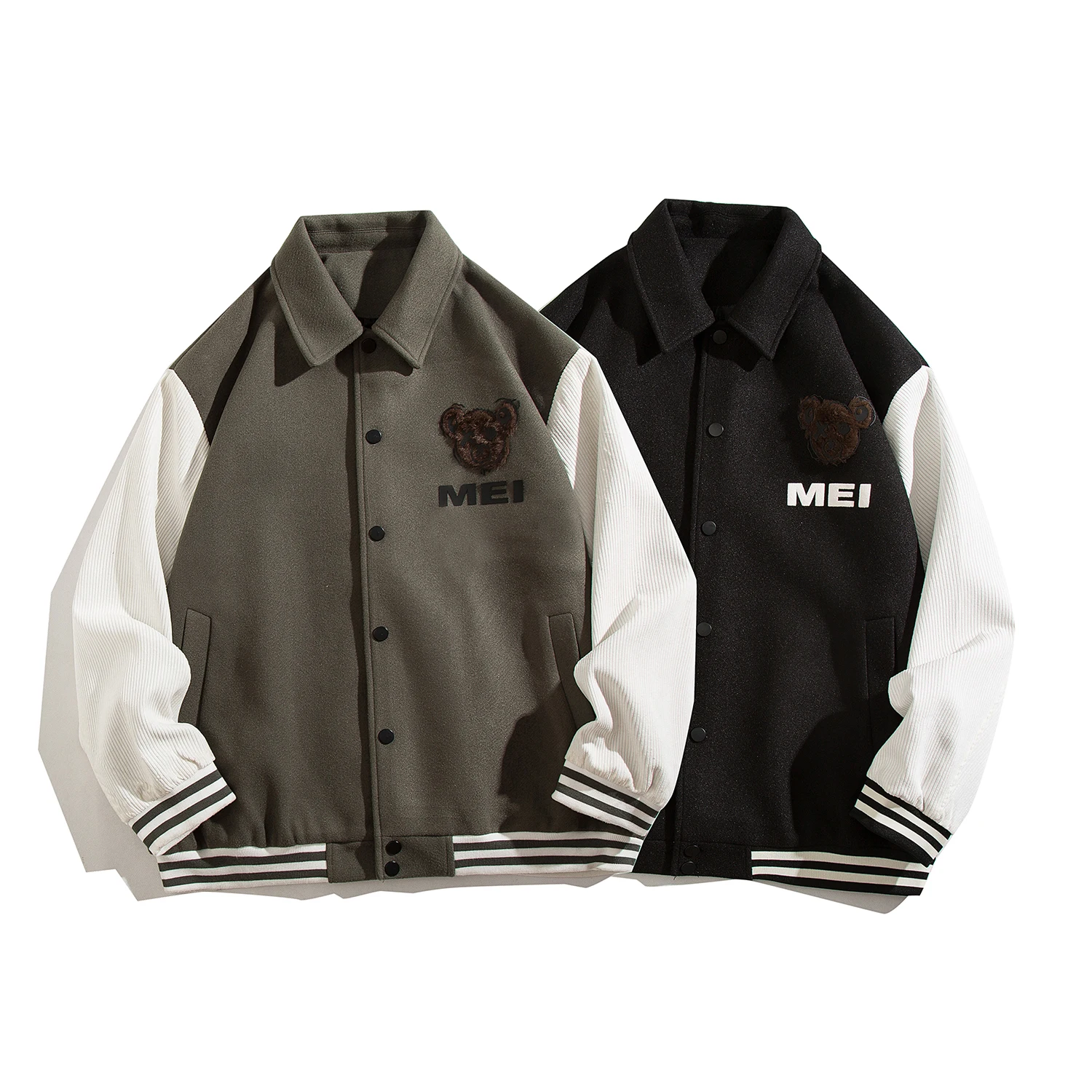 

Sli American Retro Color Blo Spring Autumn Men's Jaet Youthful Pilot Coat Loose Fit Long Sve Windproof Button Closure