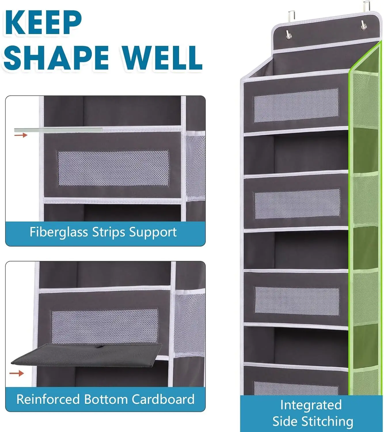 5-Tier Diaper Organizer Hanging Storage Bag with 10 Pockets, Door Hanging Oxford Portable Diaper Caddy for Baby Shower Gift