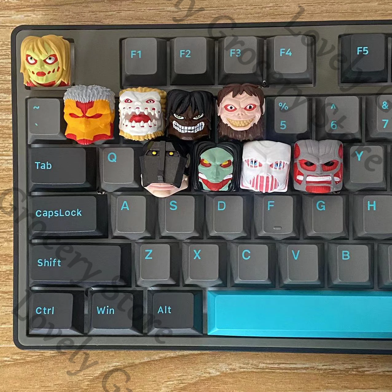 

Anime Levi Ackerman Attack on Titan Hange Zoe Eren Jaeger Shingeki No Kyojin Cosplay Cartoon Keyboard Cap Mascot Keycap Gift