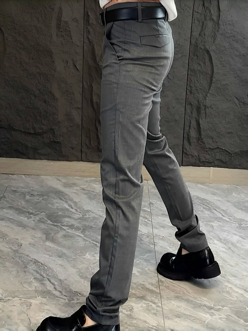 

Slim Fit Men's Khakis Faionable Trendy Casual Smart Autumn New Arrival Lightweight Euro Sle Youth Long Pants Urban Cool S...