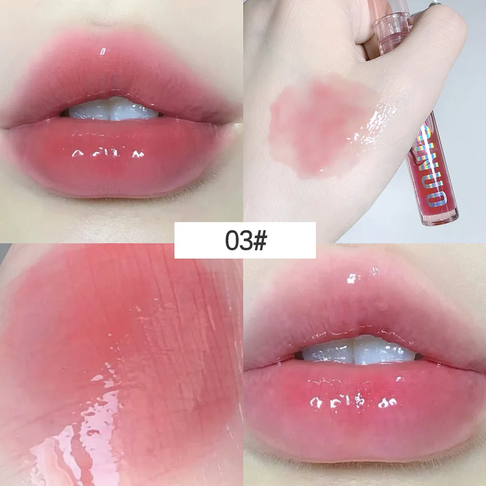 SHAQINUO 4 PCS Water-gloss Mirror Jelly Lip Gloss Moisturizes Lips Shimmers With Fine Pearls Brightens Lip Color