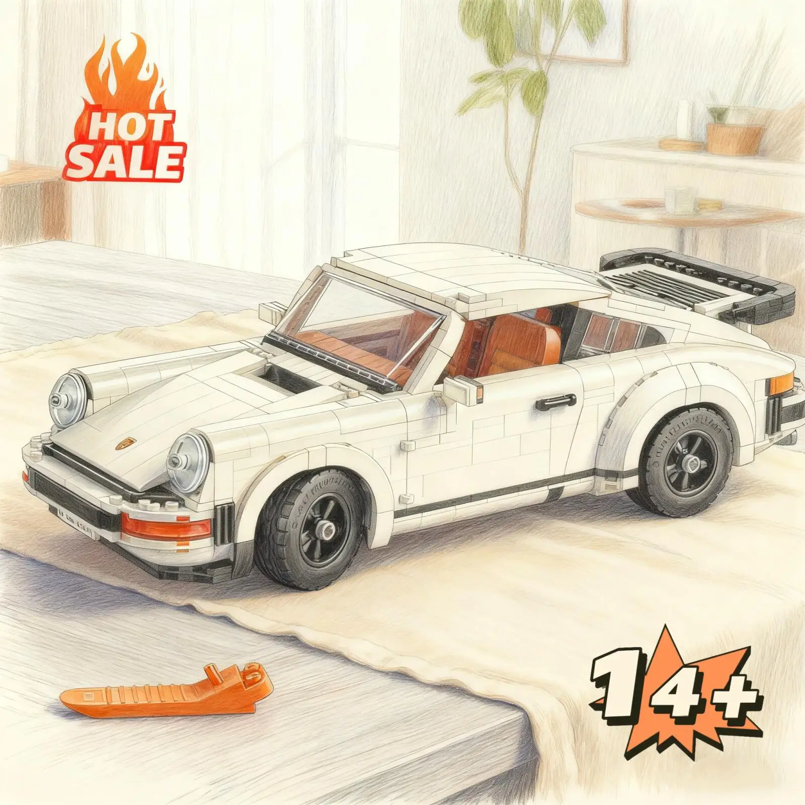 

1458 шт., имитация ретро-трансформеры, спортивный автомобиль, бар Тарга, Turbo 10295, модель строительного блока, игрушка-автомобиль, подарок на день рождения, Рождество