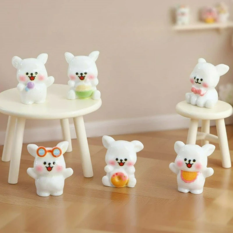 

6/12/24pcs Mini Resin Kawaii Dog Ornaments Miniature Figurine Desktop Ornaments Statues Household Room Car Decorations Accessory