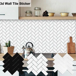 10 Sheets Peel And Stick Backsplash Tiles Herringbone Decorative Wall Sticker Self Adhesive Wallpaper For Kitchen Bathroom