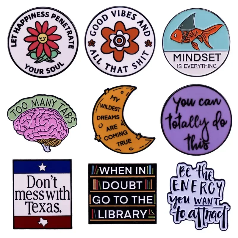 

Interest English Quotations Enamel Pins Arts FAMOUS QUOTATION Metal Brooch Badge Fashion Jewellery Backpack Accessory Gifts