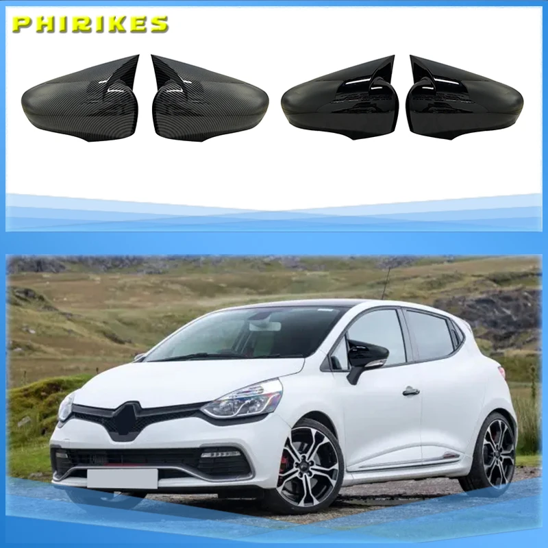 For Renault Clio 4 IV 2012-2020 Side Mirror Cover Car Accessories RS GT Shiny Piano Black Tuning Auto Sport Bat Design
