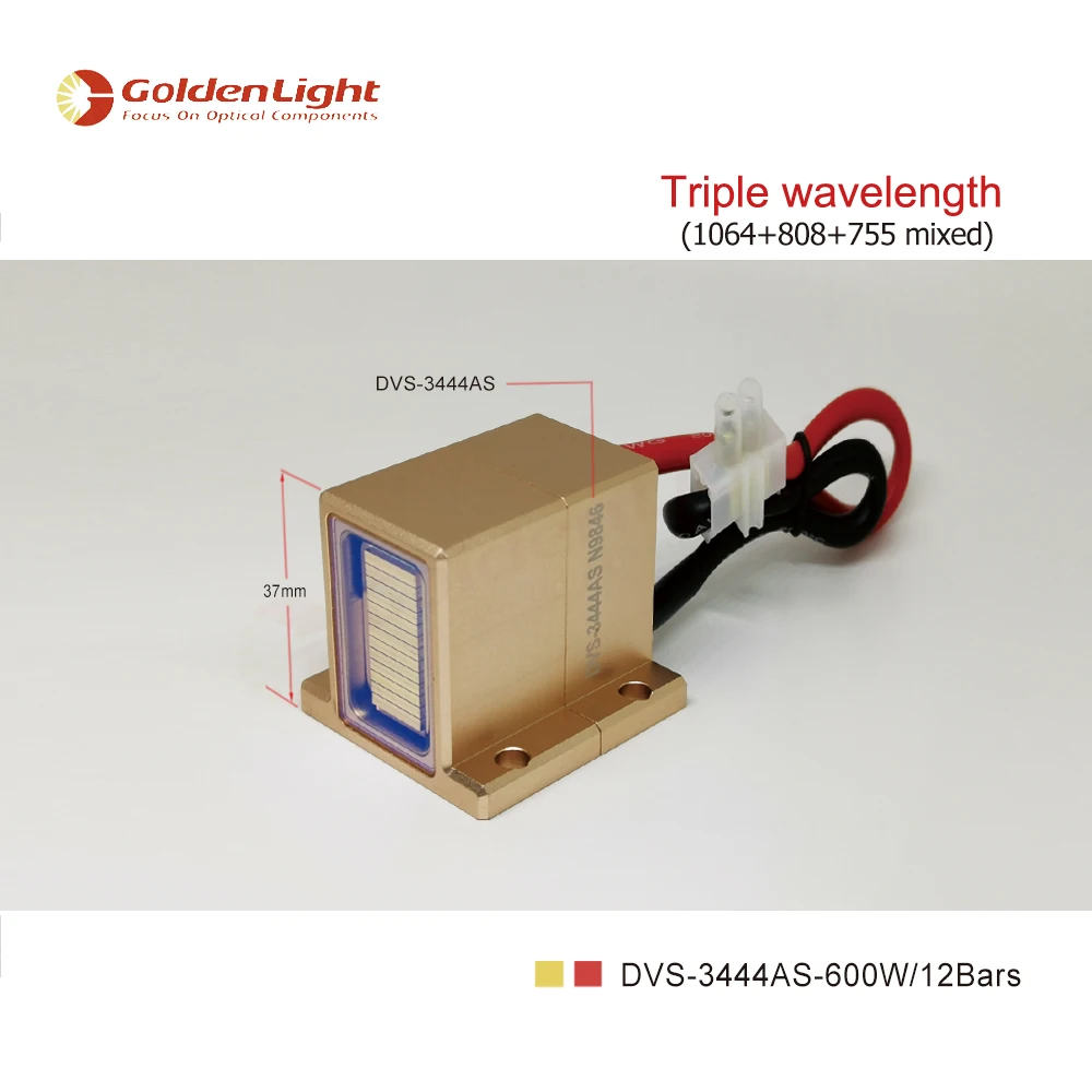 600W : DVS-3444AS / Triple Wavelength Mixed Assemble Cosmetical Diode Laser Stack Permanent Hair Removal-Inside12 Coherent Bars