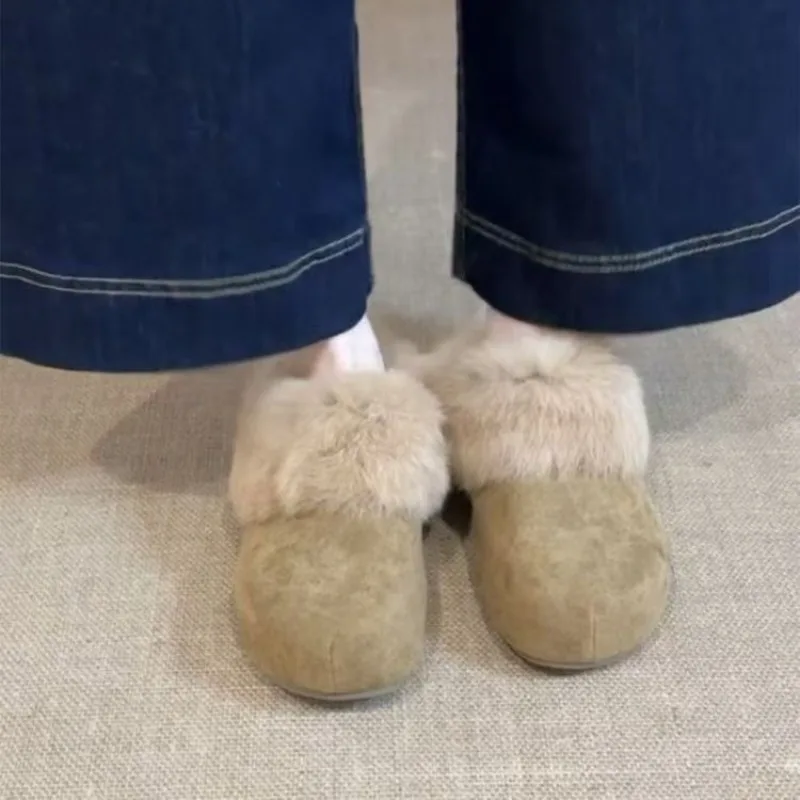 2026 Autumn & Winter New Platform Thick-Soled Mule Furry Slippers - High-Heel, Warm Cotton Slippers for Indoor & Outdoor Wear view 4